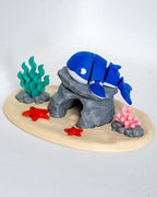 Ocean themed whale display viewed from angle