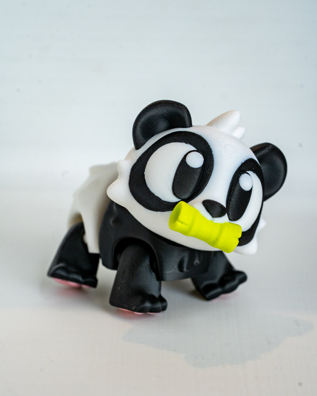 Cute panda decorative figure viewed from angle