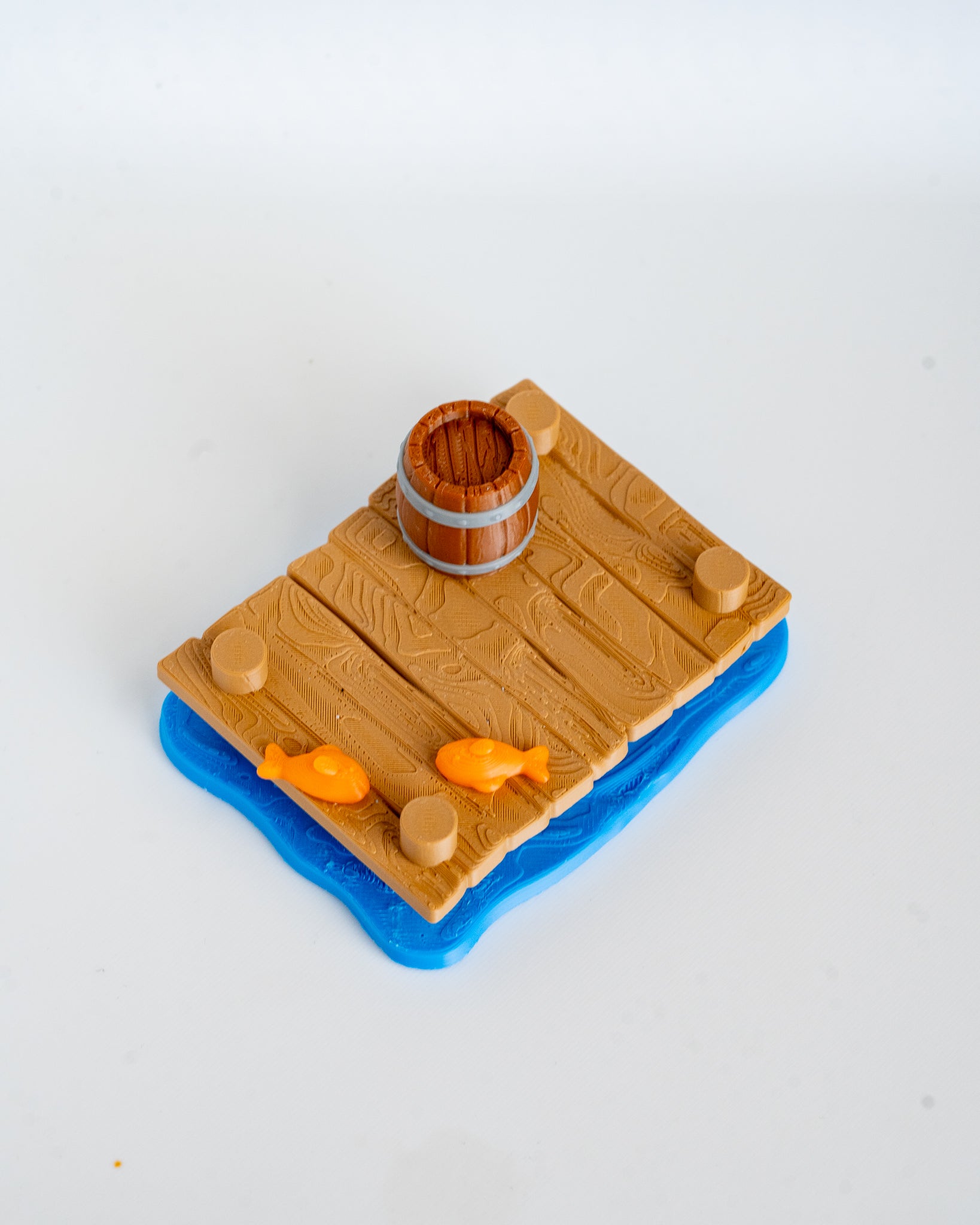 Wooden dock display base viewed from angle