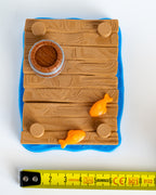 Dock display base next to measuring tape for scale