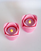 Tulip tealight holders viewed from above