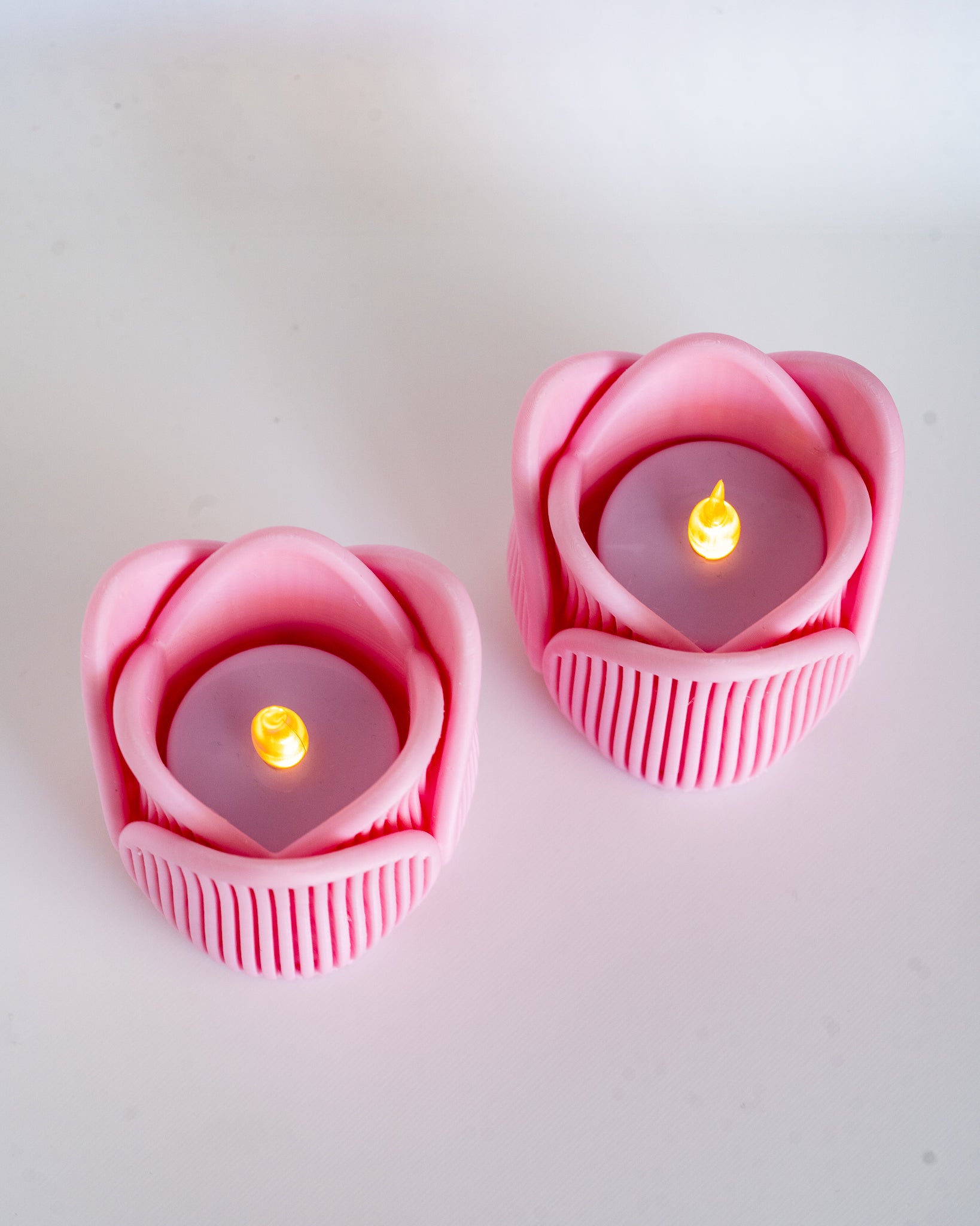 Tulip tealight holders viewed from above