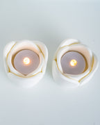 Top view of white tulip tealight holders