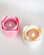 Pink and white tulip candle holders