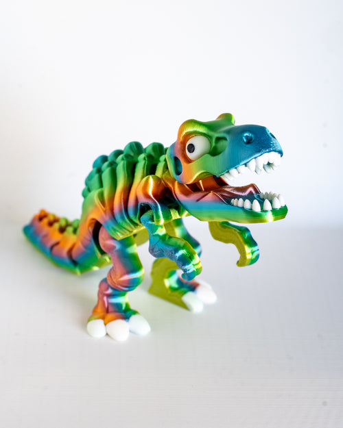 Articulated dinosaur skeleton with flexible moving joints