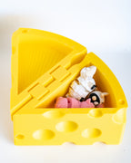 Cheese wedge box filled with mini farm animal figures