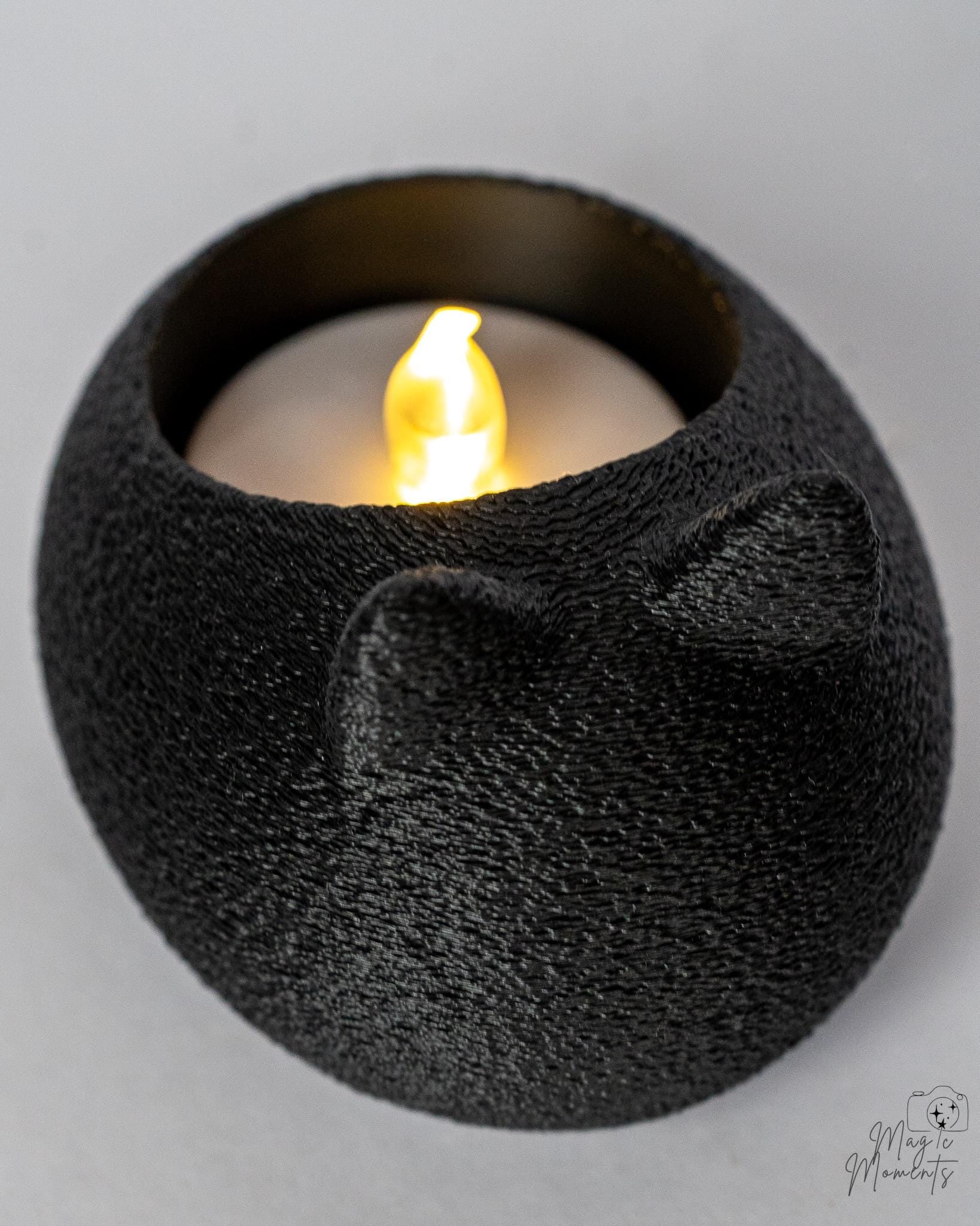 black cat tealight holder