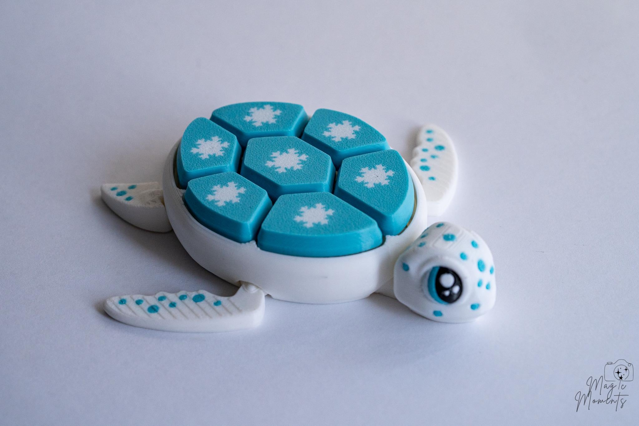 Cute snowflake turtle clicker 3D printed fidget style desk decoration