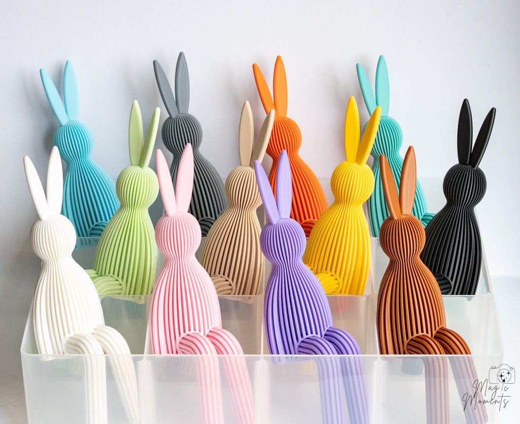 pastel easter bunny collection 3d printed rabbit figurines set
