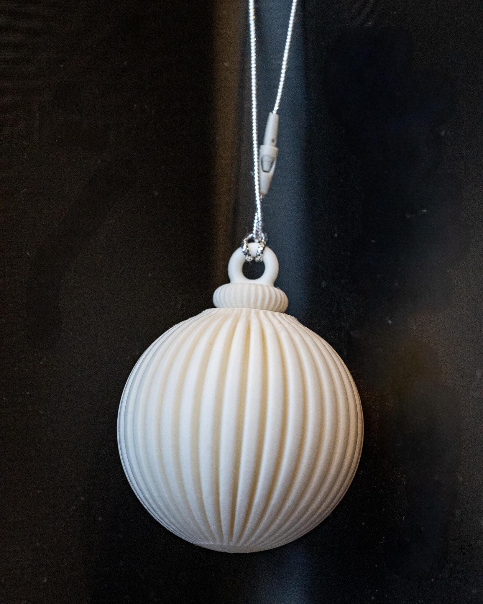 Minimalist white Christmas bauble ornament with hanging loop