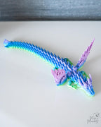 Pastel rainbow dragon with movable wings and tail