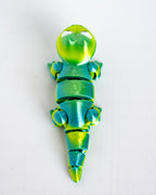 Top view of articulated lizard figure