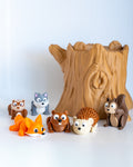 Forest animal decorative figure set with tree stump container