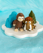 Ice cave display with mammoth and sasquatch figures