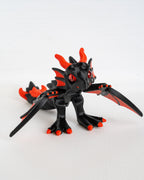 Articulated Fire Red dragon with black figurine 