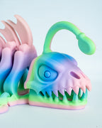 close up colorful anglerfish figurine
