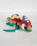 Articulated pterodactyl figurine with rainbow colours