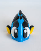 Blue tang fish viewed from front