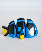 Blue tang fish viewed from side