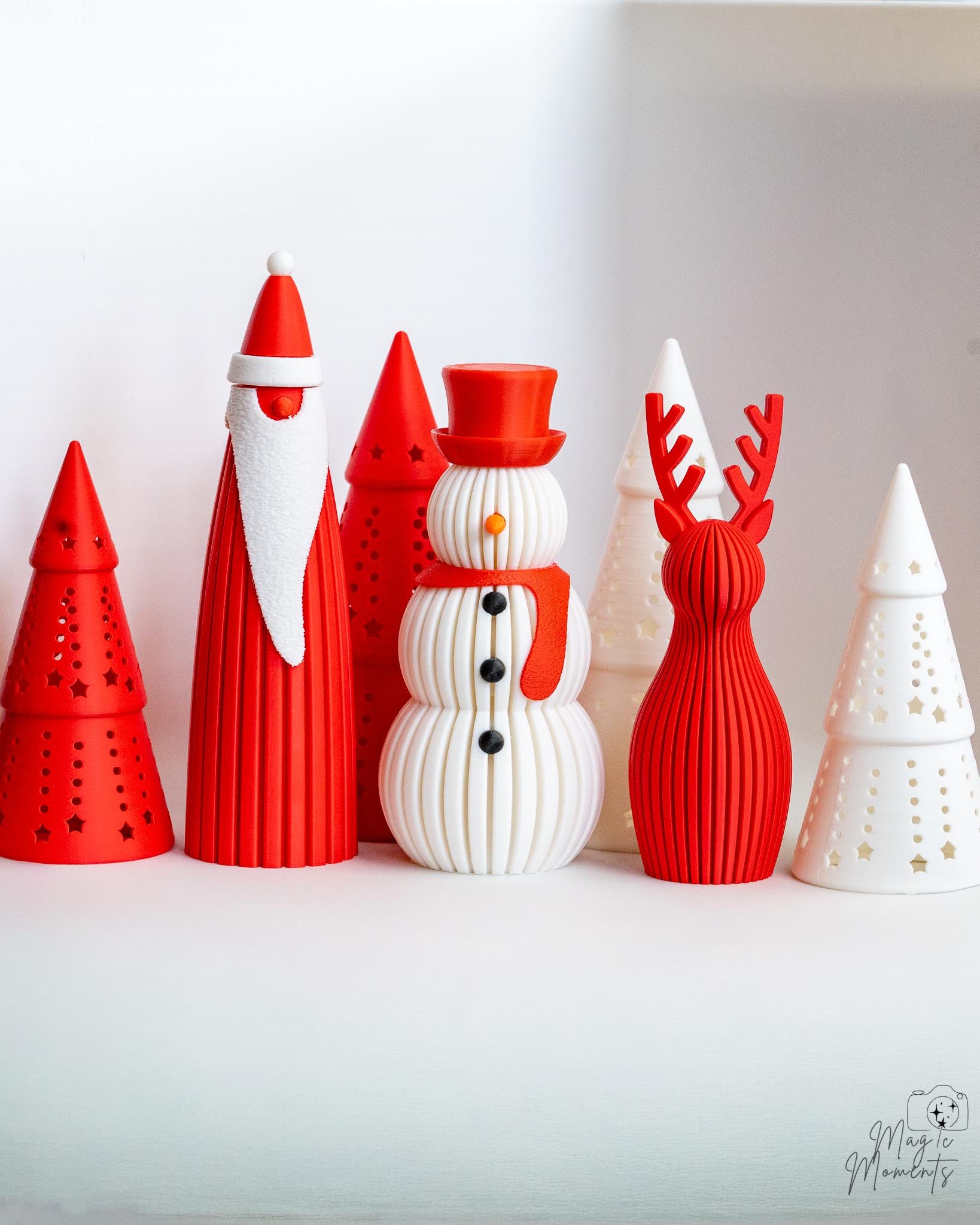 red and white christmas decor set