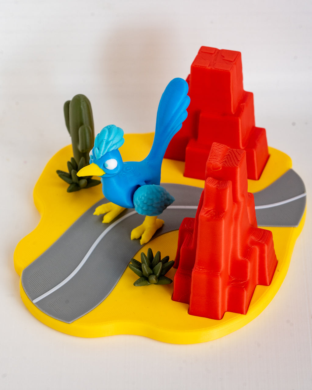 Desert road runner decorative scene viewed from angle