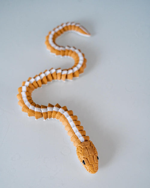 3D printed snake decoration with detailed scales and curved pose