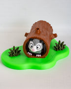 Cute possum decorative scene with log hideout