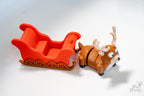 christmas sleigh with reindeer miniature decoration