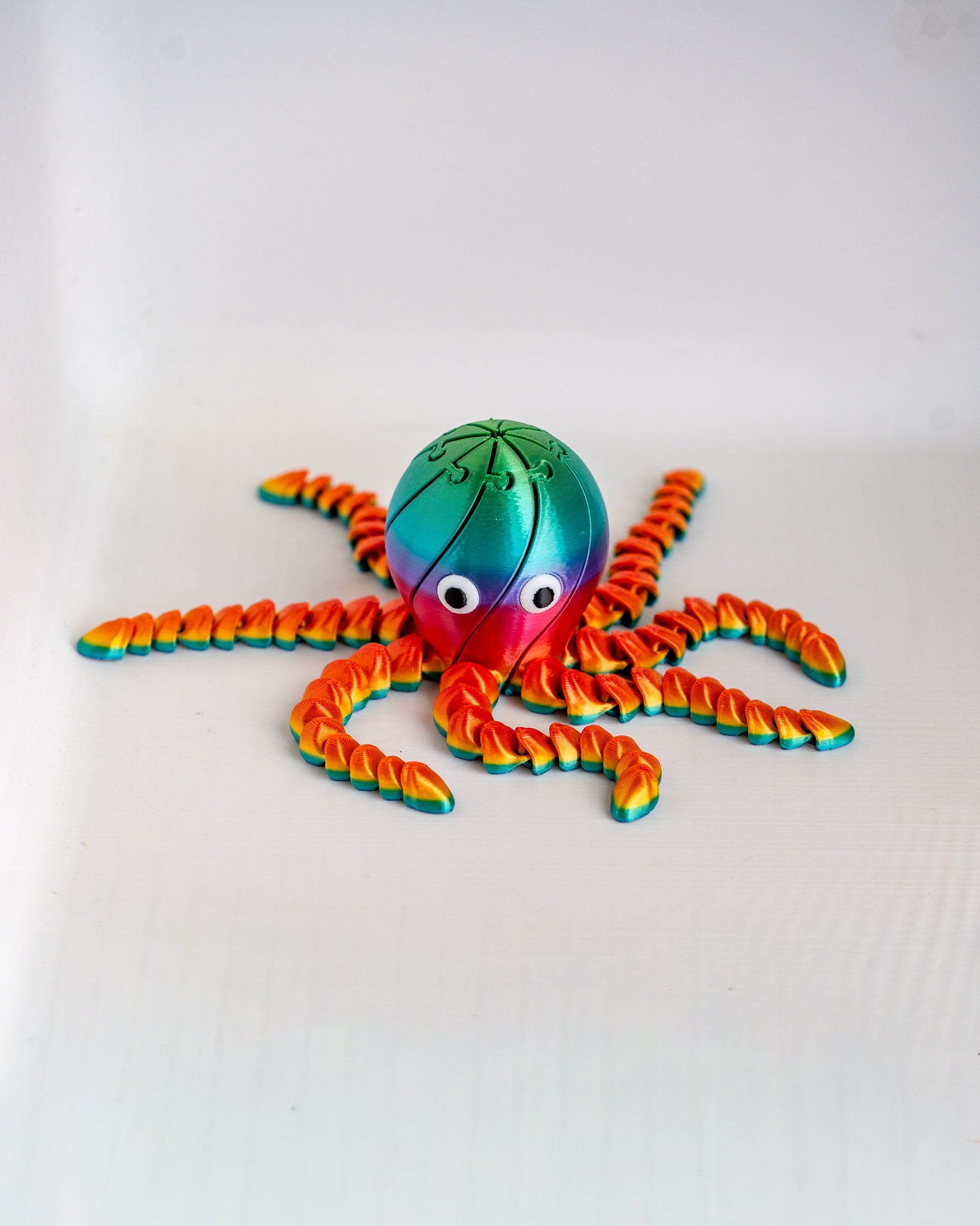 Rainbow Articulated Fidget Octopus | 3D Printed Sensory Desk Companion