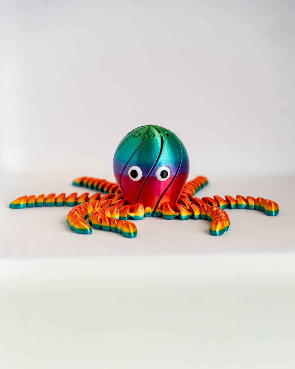 Rainbow Articulated Fidget Octopus | 3D Printed Sensory Desk Companion