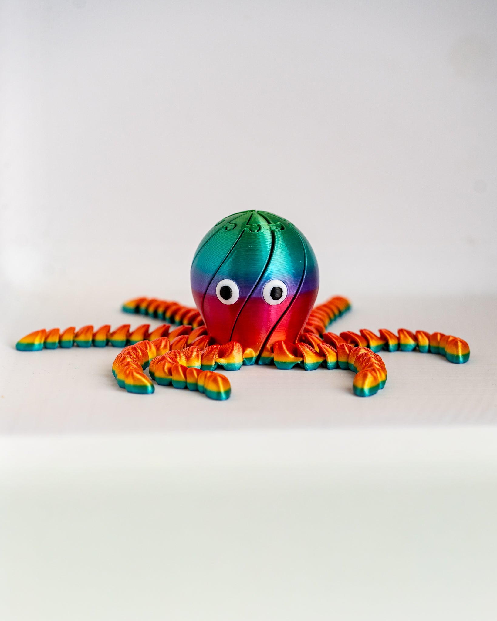 Rainbow Articulated Fidget Octopus | 3D Printed Sensory Desk Companion