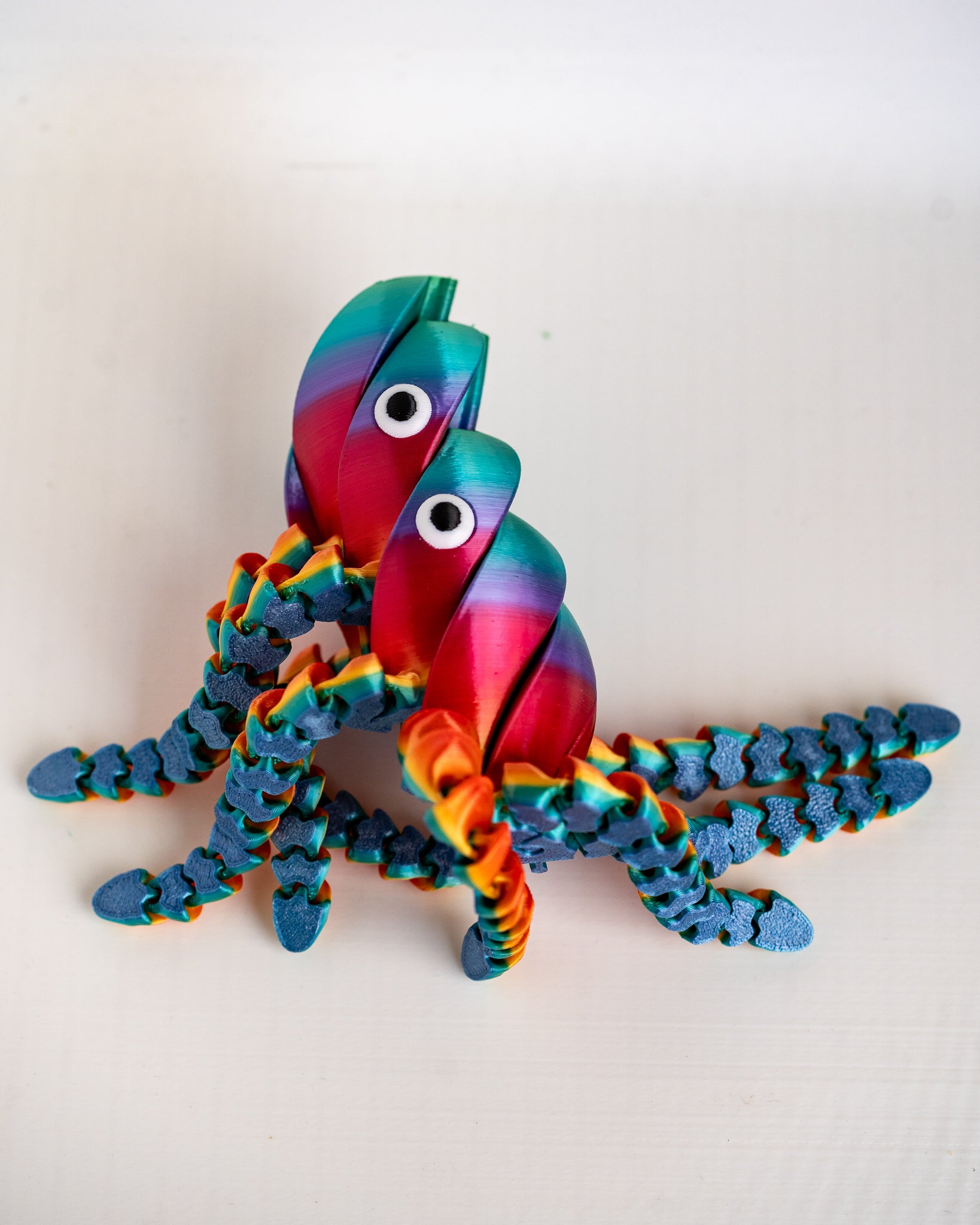 Rainbow Articulated Fidget Octopus | 3D Printed Sensory Desk Companion