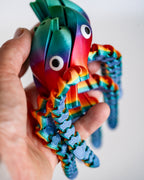 Rainbow Articulated Fidget Octopus | 3D Printed Sensory Desk Companion