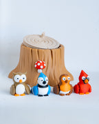 Bird Tree Stump Playset | Woodland Bird Figures with Storage | Magic Moments 3D Farm