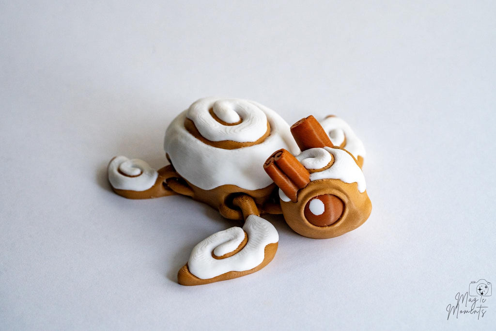 3D printed turtle decoration with cinnamon bun shell detail