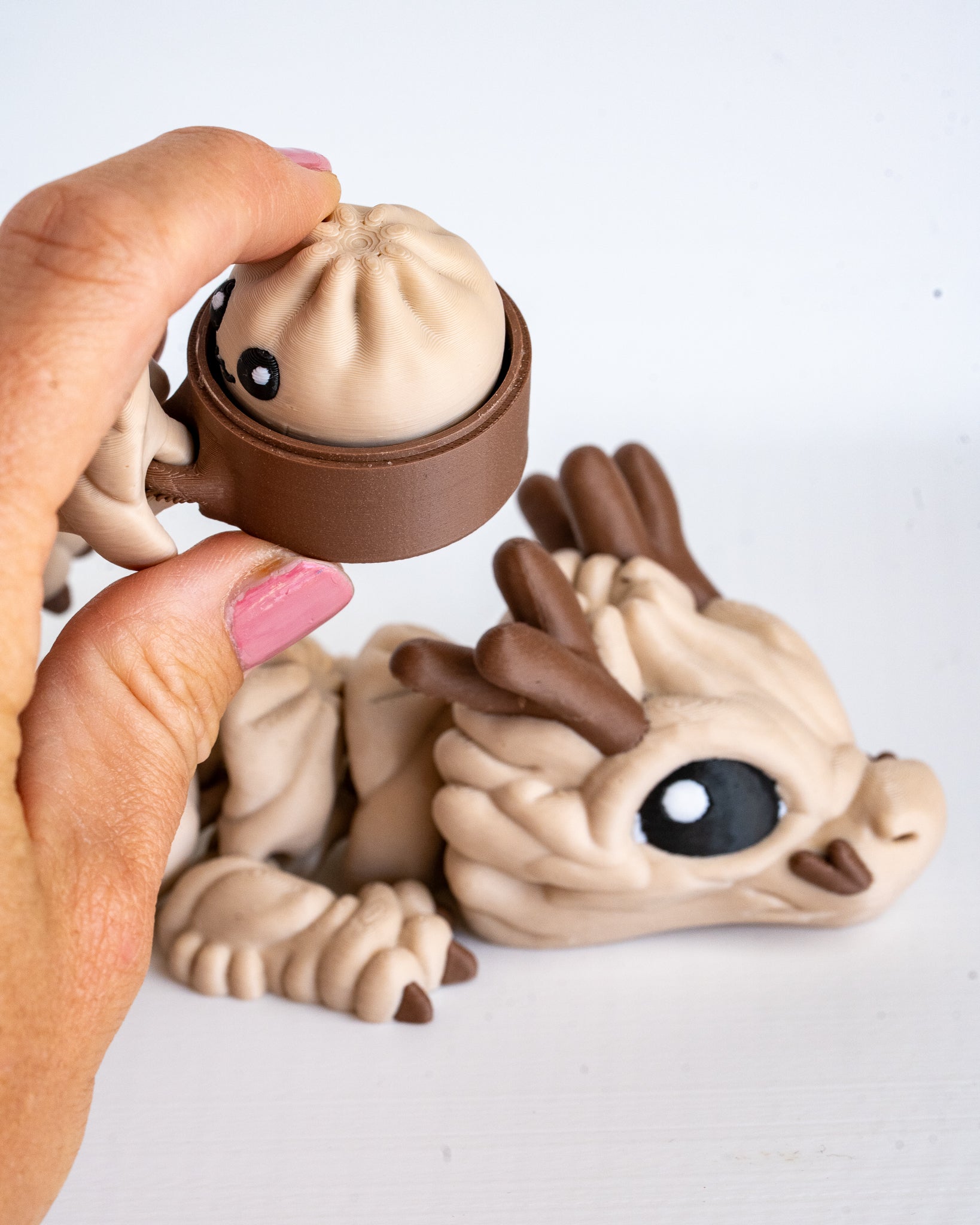 Bao Dumpling Dragon Clicker| Articulated 3D Printed Dragon | Cute Bao Dragon | Kawaii Fantasy