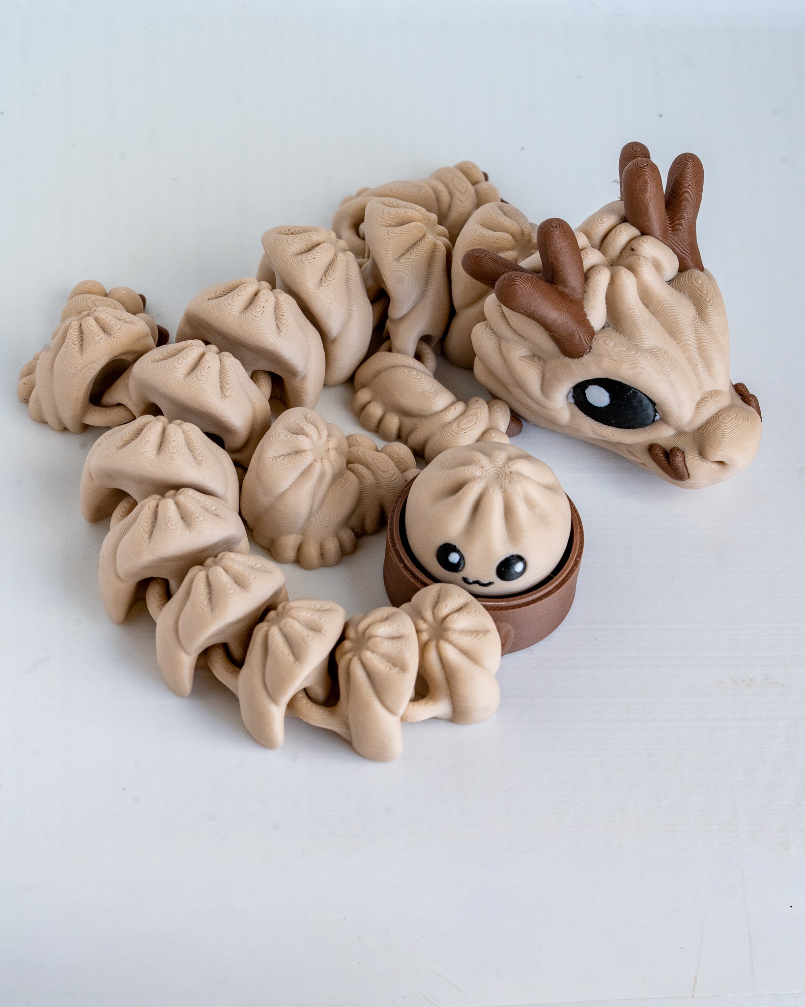 Bao Dumpling Dragon Clicker| Articulated 3D Printed Dragon | Cute Bao Dragon | Kawaii Fantasy