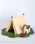 Beagle Camping Playset | 3D Printed Dog with Tent & Campfire | Dog Lover Gift