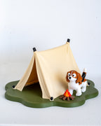 Beagle Camping Playset | 3D Printed Dog with Tent & Campfire | Dog Lover Gift