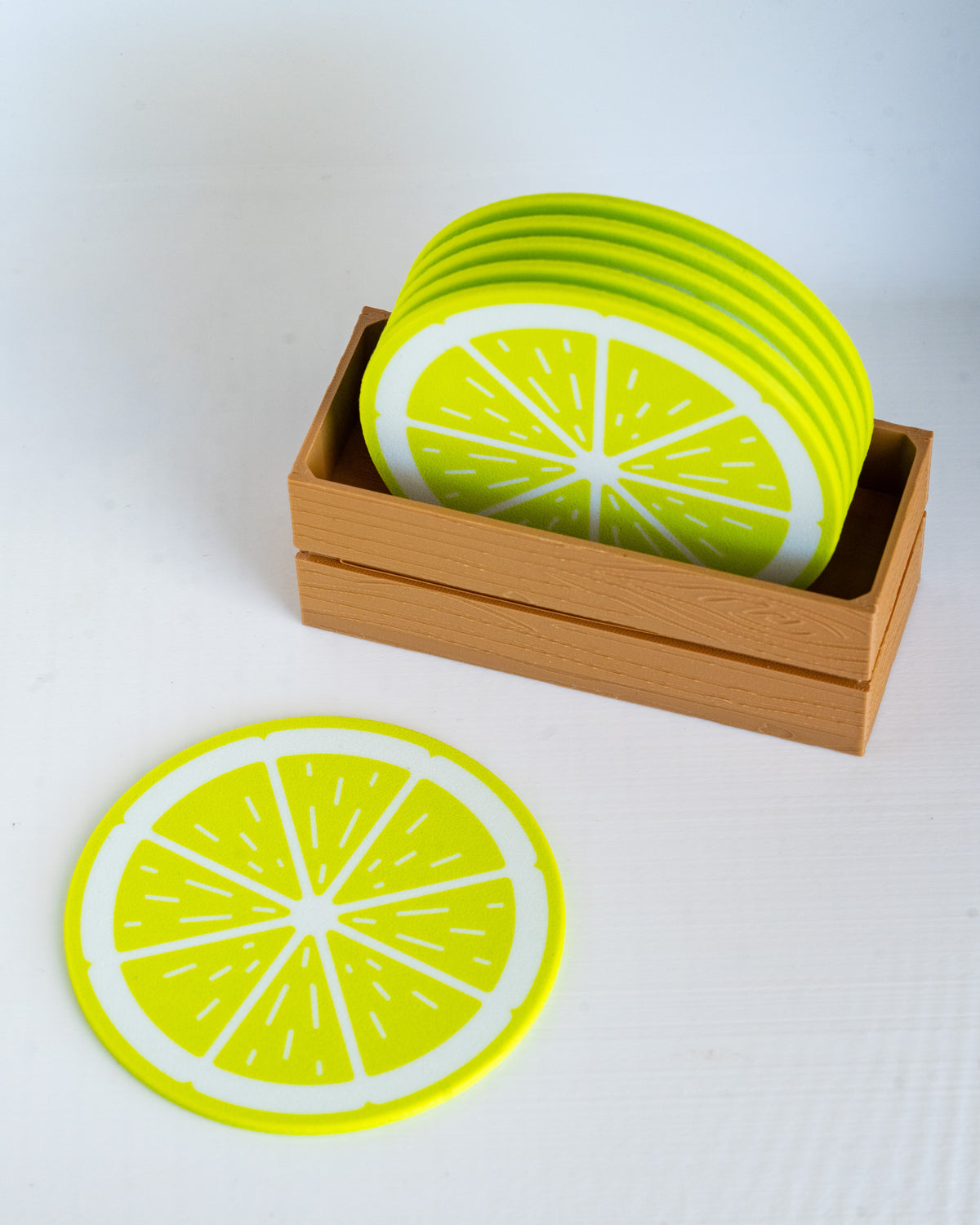 Citrus Coaster Set with Holder - 6 Piece 3D Printed Drink Coasters