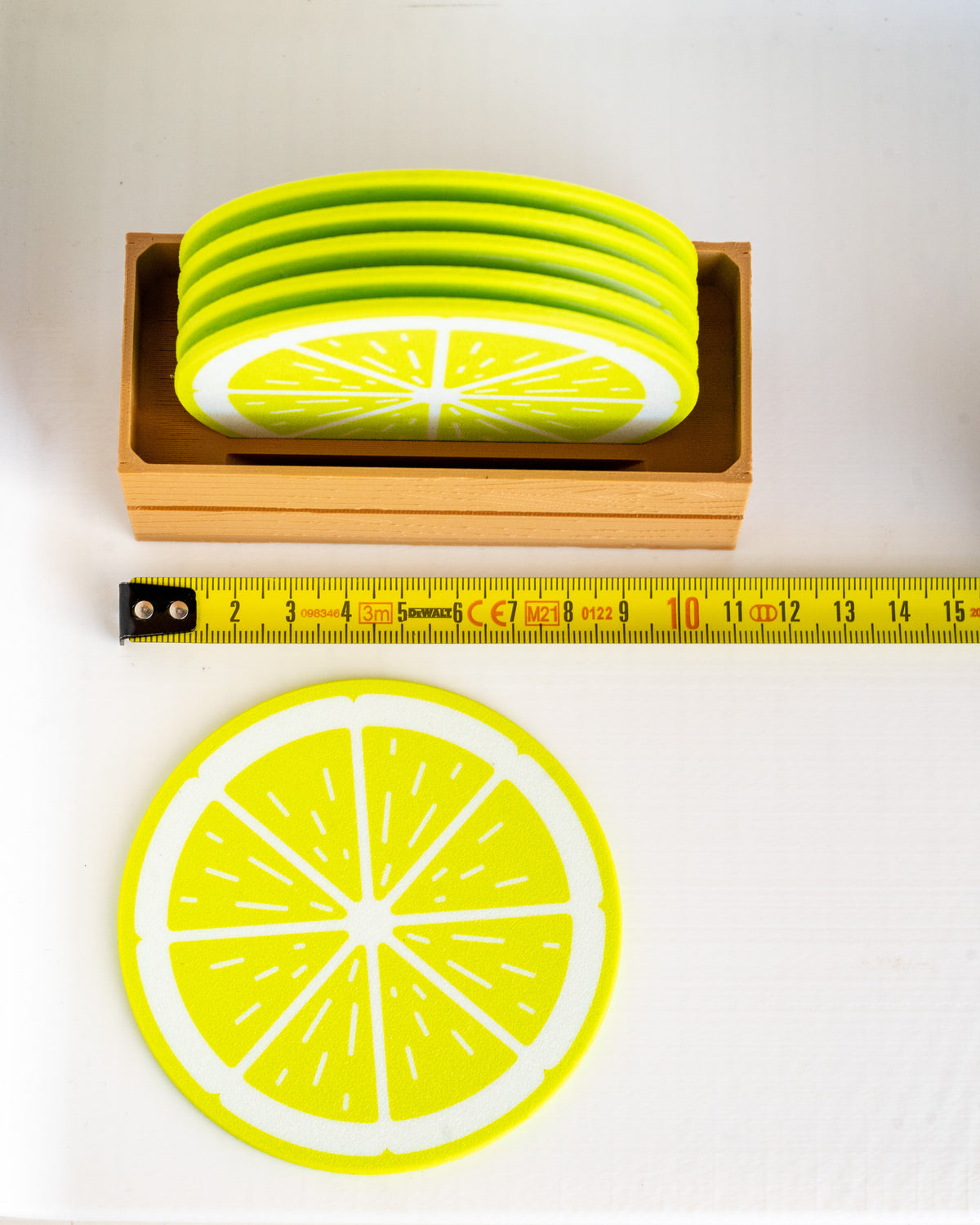 Citrus Coaster Set with Holder - 6 Piece 3D Printed Drink Coasters
