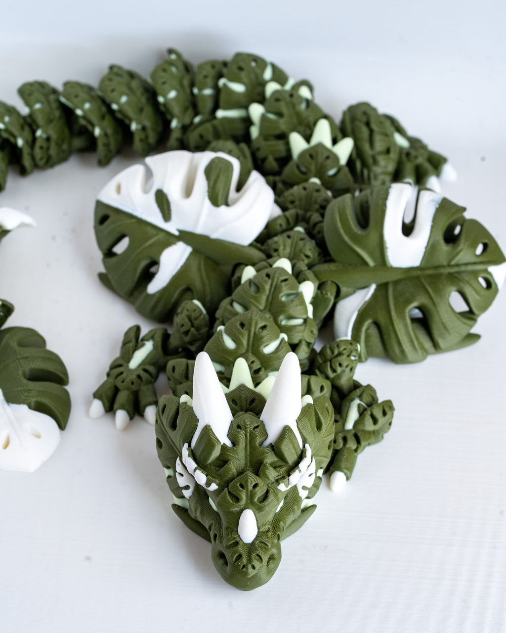 Monstera Variegata Dragon - Large Articulated 3D Printed Dragon