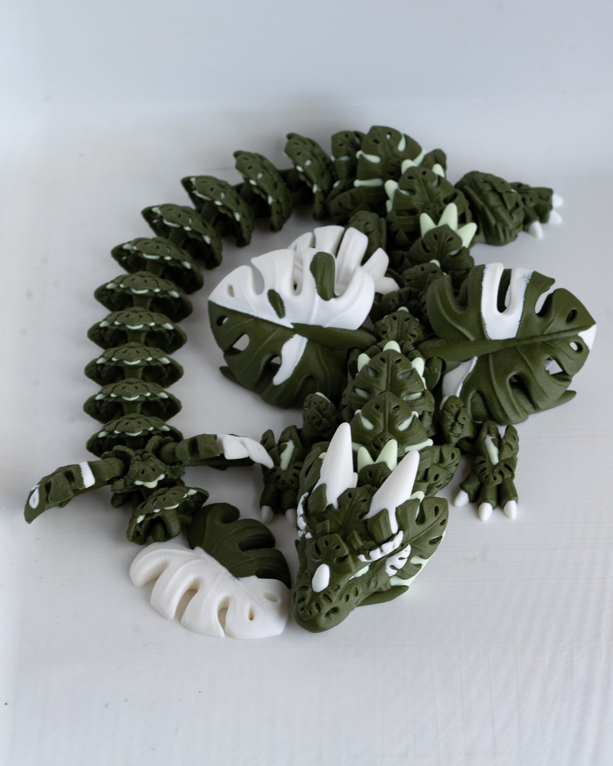 Monstera Variegata Dragon - Large Articulated 3D Printed Dragon