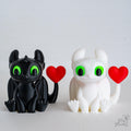 3d printed dragon figurine pair with hearts
