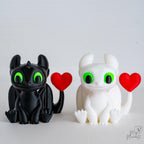 3d printed dragon figurine pair with hearts