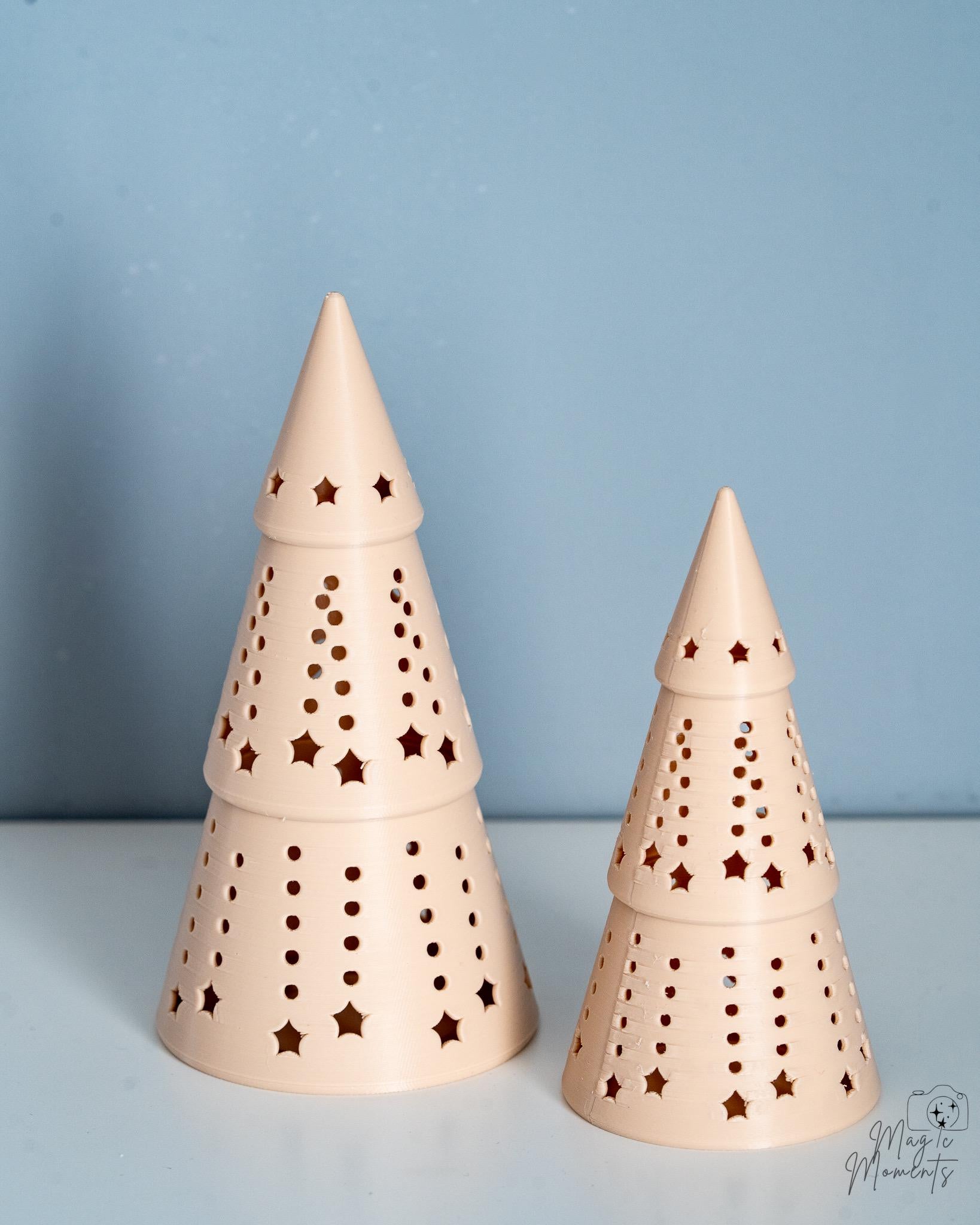 beige christmas tree tealight holders