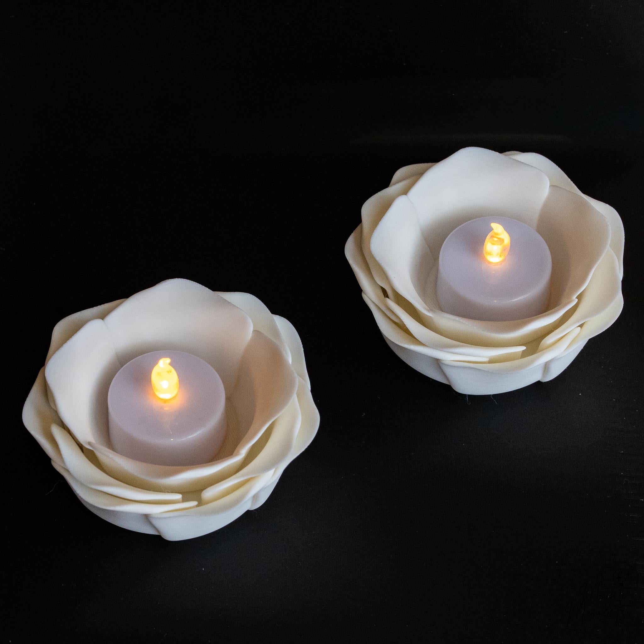 white rose tealight holder