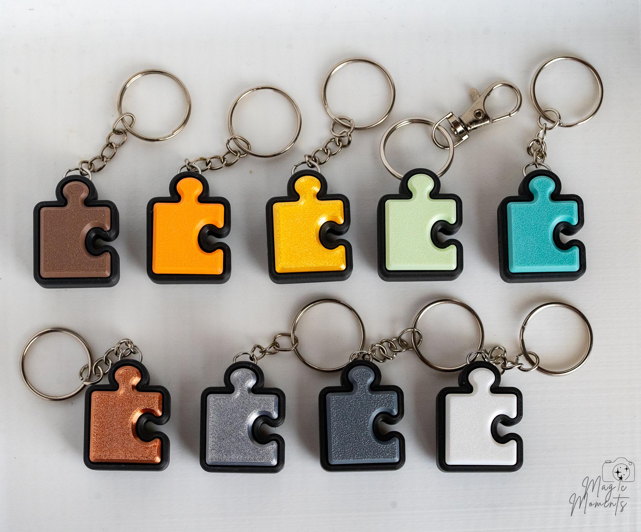 puzzle piece clicker keychains set