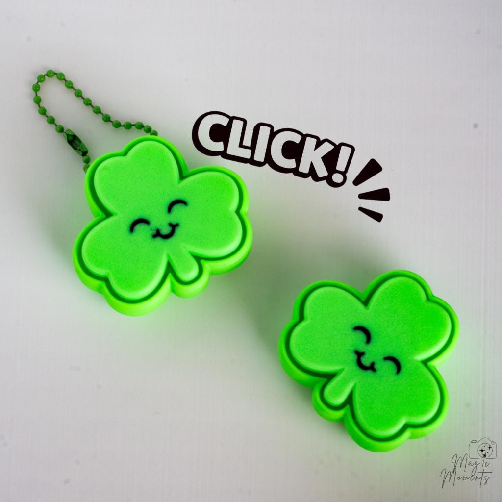 clover fidget clicker keychain 3d printed shamrock charm
