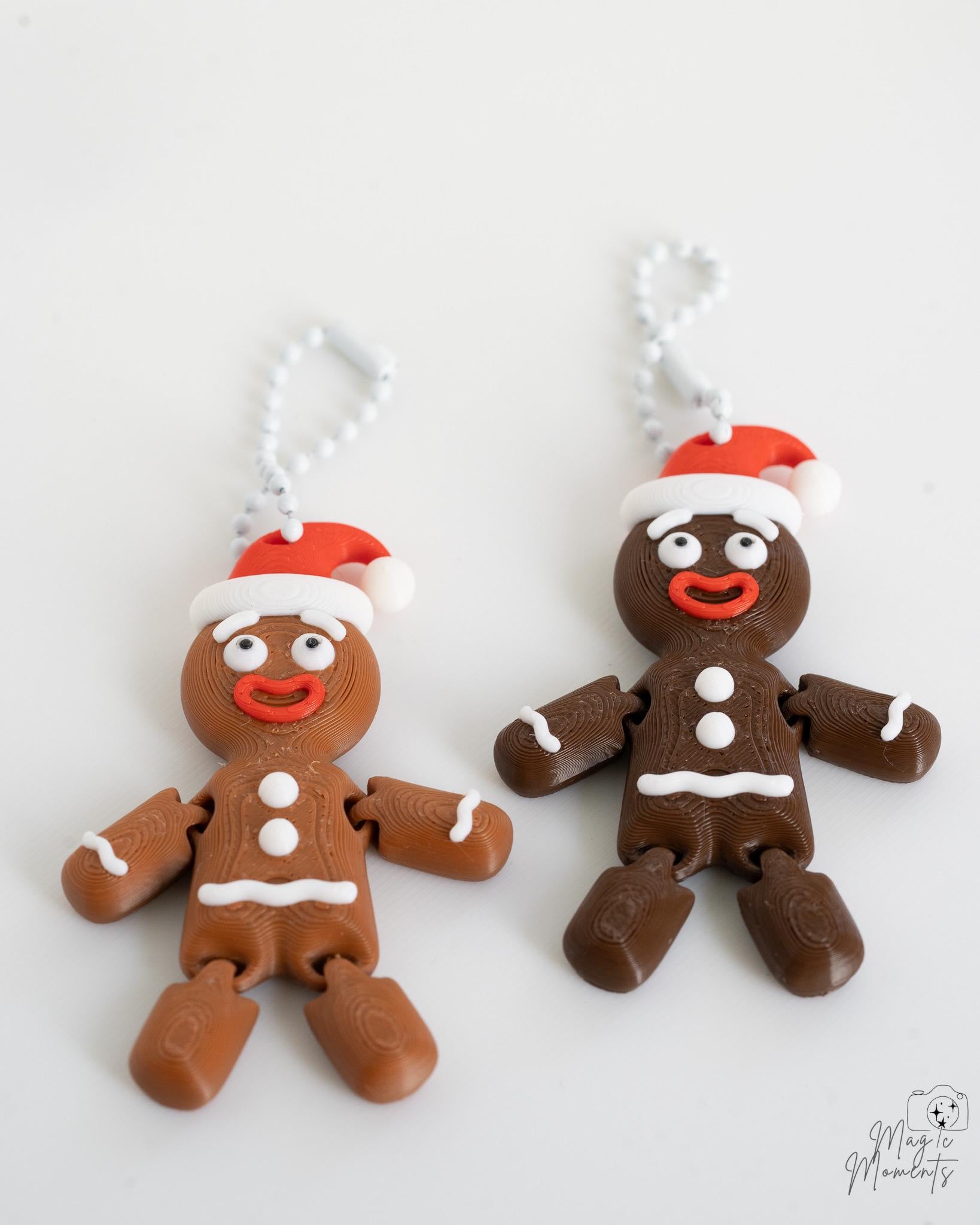 Gingerbread Christmas ornament set with festive Santa hat designs